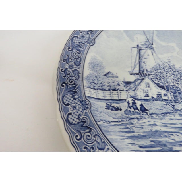 Blue Boch Delfts Extra Large White Blue Porcelain Plate Royal Sphinx Holland 4896b For Sale - Image 8 of 18