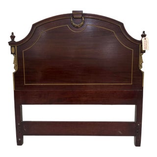 Regency Period Antique Twin Size Mahogany Headboard With Brass Accents For Sale