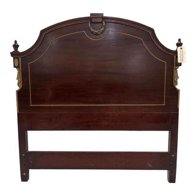 Regency Period Antique Twin Size Mahogany Headboard With Brass Accents For Sale