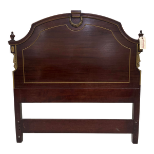 Regency Period Antique Twin Size Mahogany Headboard With Brass Accents