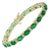 15 Carat Natural Emerald & Diamond Cocktail Tennis Bracelet 14 Karat Yellow Gold For Sale