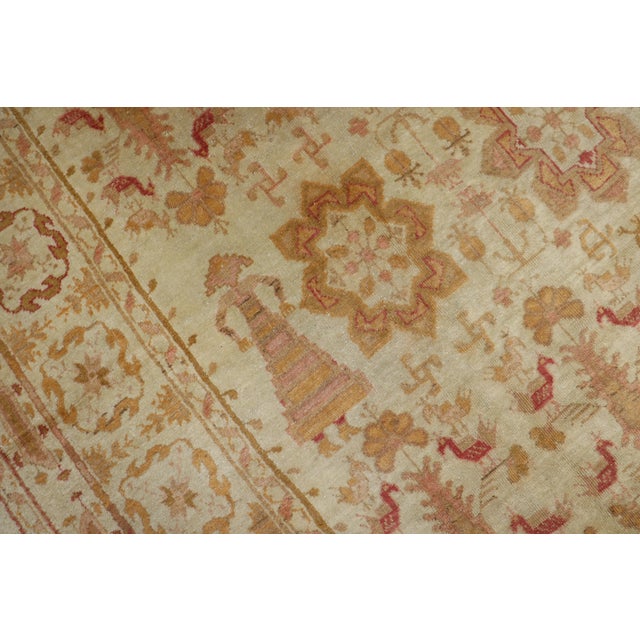 Antique Zabihi Collection Pictorial Ivory Oushak Rug - 9'2" x 15'2" For Sale - Image 10 of 12