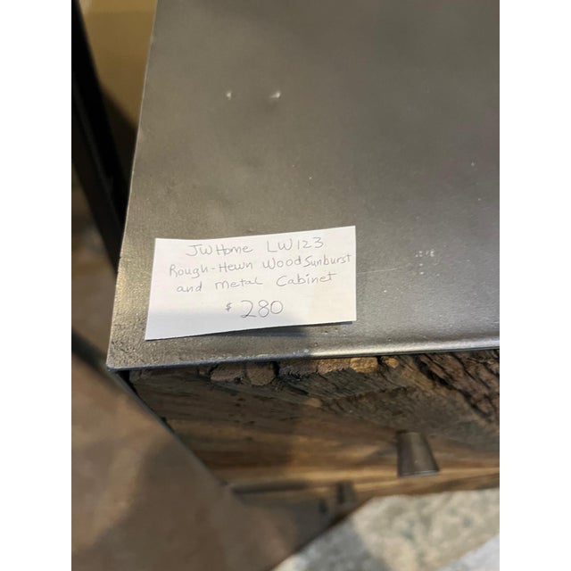 Wood Rough-Hewn Wood Sunburst Cabinet With Metal Base For Sale - Image 7 of 7