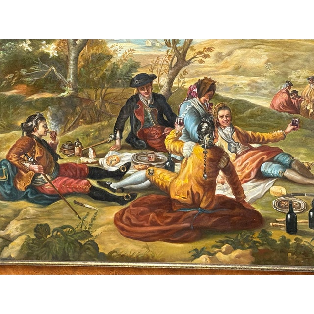 Mid 20th Century Large Monumental Goya Style Picnic Painting For Sale - Image 4 of 17