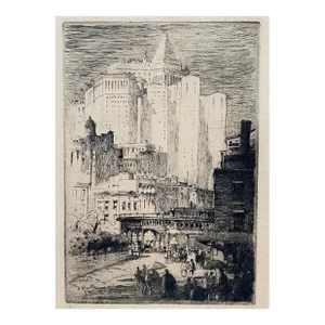 1913 Henri Deville New York Etching