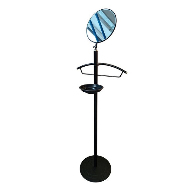 Modern Black Metal Valet Stand with Mirror and Pocket Tray, 1990 For Sale - Image 11 of 13