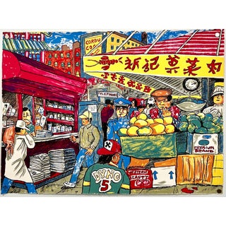 Red Grooms, Red Grooms Canal St Chinatown Manhattan New York City Lithograph Cartoon Pop Art, 1993 For Sale