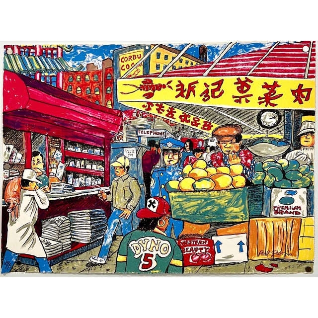Red Grooms, Red Grooms Canal St Chinatown Manhattan New York City Lithograph Cartoon Pop Art, 1993 For Sale