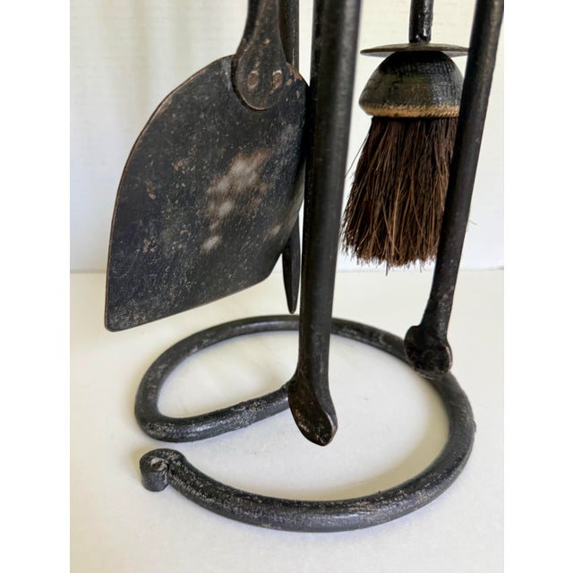 Metal Vintage Wrought Iron Fireplace Set With Sculptural Loop Details For Sale - Image 7 of 11