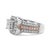 Contemporary 14K White and Rose Gold 1 1/8 Cttw Princess and Round-Cut Diamond Art Deco Style Triple Shank Halo Cocktail Ring (I-J Color, SI2-I1 Clarity) Size 4.5 For Sale - Image 3 of 6