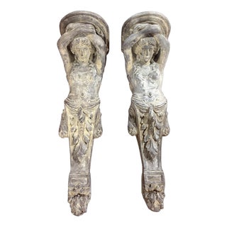 Large Vintage French Architectural Caryatid Corbels, 1970s, Set of 2 For Sale