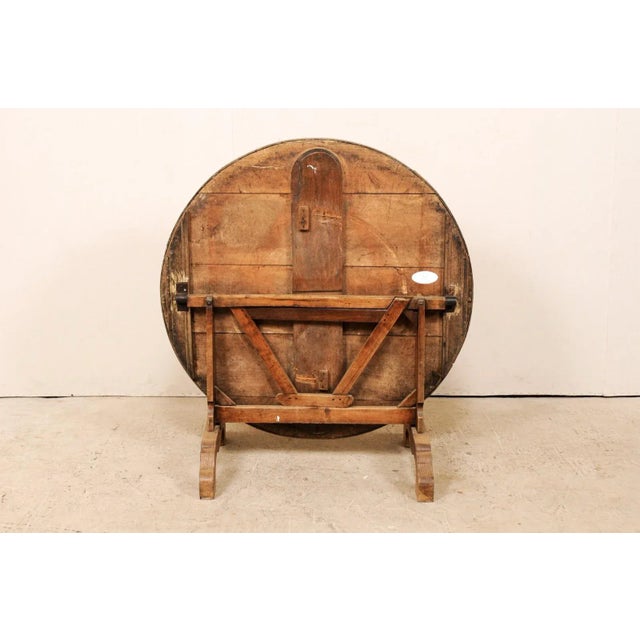 French Rustic Wood Wine Tasting Table with Tilt-Top and Wedge Support For Sale - Image 9 of 10