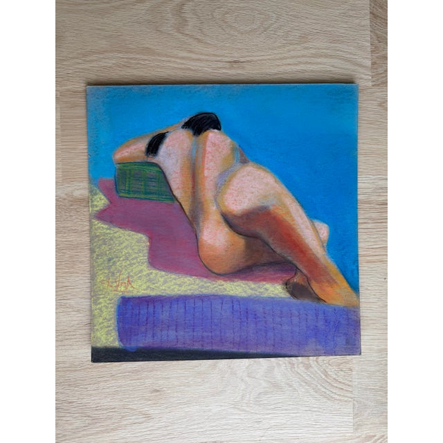 Donald G. Vogl Signed Modernist Reclining Nude Pastel on Board For Sale In Chicago - Image 6 of 8