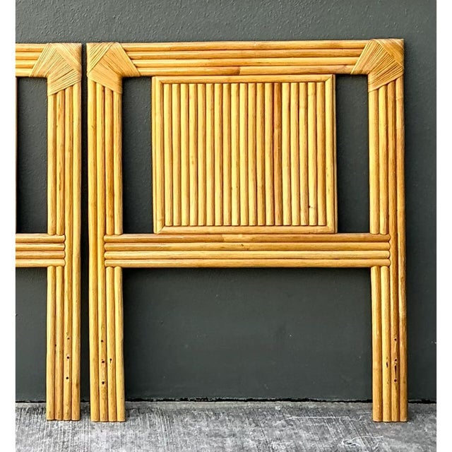 Vintage Wrapped Rattan Twin Headboards - Pair For Sale - Image 9 of 12