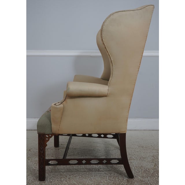 Chippendale Antique Chippendale Mahogany Wing Chair W. Needlepoint For Sale - Image 3 of 18