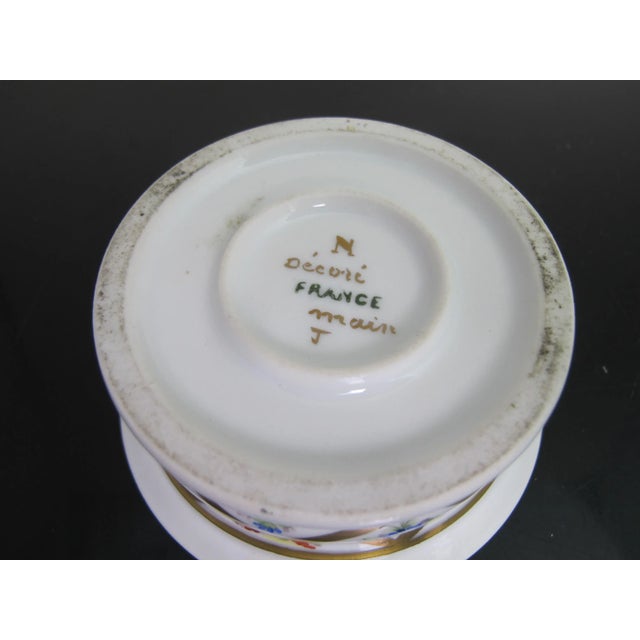 Ceramic Decor Main France Sevres Style Porcelain Gold Gilt Flower Inkwell Jar With Lid For Sale - Image 7 of 7