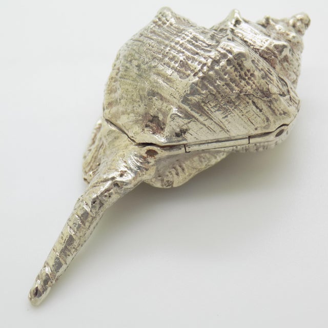 Metal Vintage Italian Genuine Silver 800 Sea Shell Shaped Trinket Box from Florence, 1970s For Sale - Image 7 of 13