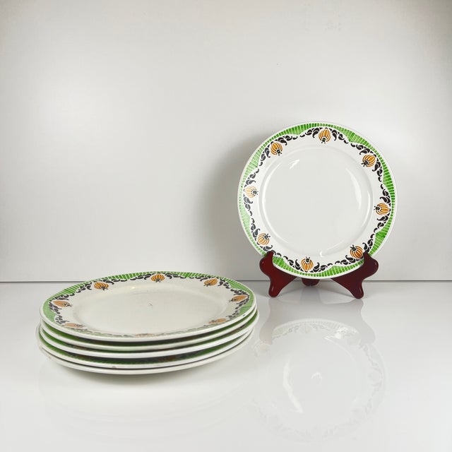 Ceramic Maroussia Dinner Plates from Sarreguemines, 1930s, Set of 6 For Sale - Image 7 of 7