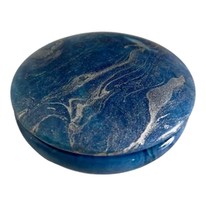 Blue Alabaster Box with Sliding Attached Round Lid