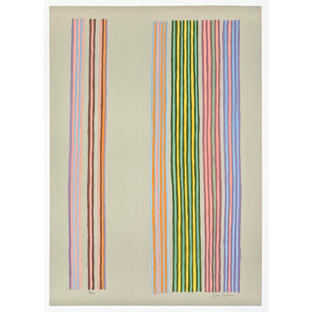Screen print in colors on Arches paper. Hand signed lower right by Gene Davis. Hand numbered 38/250 lower left. Sheet...
