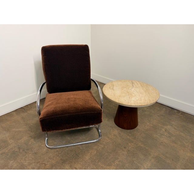 Brown Mid 20th Century Kem Weber Tubular Chrome Lounge Chair for Lloyd Manufacturing For Sale - Image 8 of 17