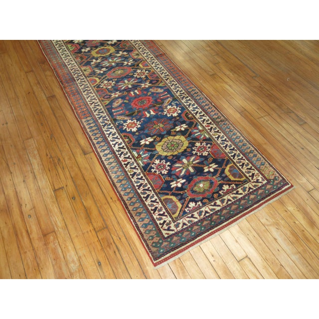 Blue Varamin Antique Persian Runner - 2'11" x 17'5" For Sale - Image 8 of 18