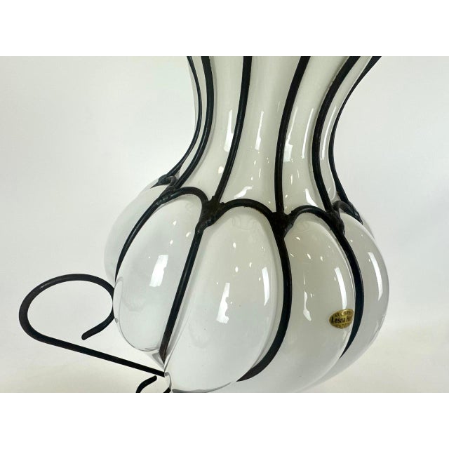 Large Caged Blown Glass Amphora Footed Vase by Leśna Huta, Poland, 1980s For Sale - Image 9 of 14