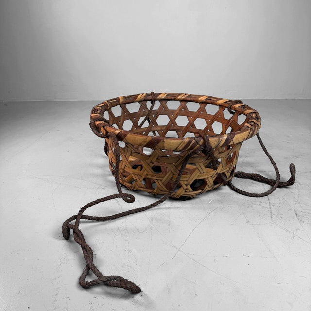 Japanese Bamboo Hanging Basket, 1950s For Sale - Image 15 of 15