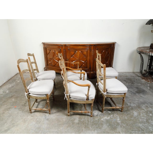 Set of Six French 19th Century Dining Room Chairs with Carved Guilloches Friezes For Sale - Image 4 of 12