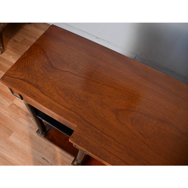 French 1920s Antique French Empire Flame Mahogany Mirror Back Console Table For Sale - Image 3 of 18