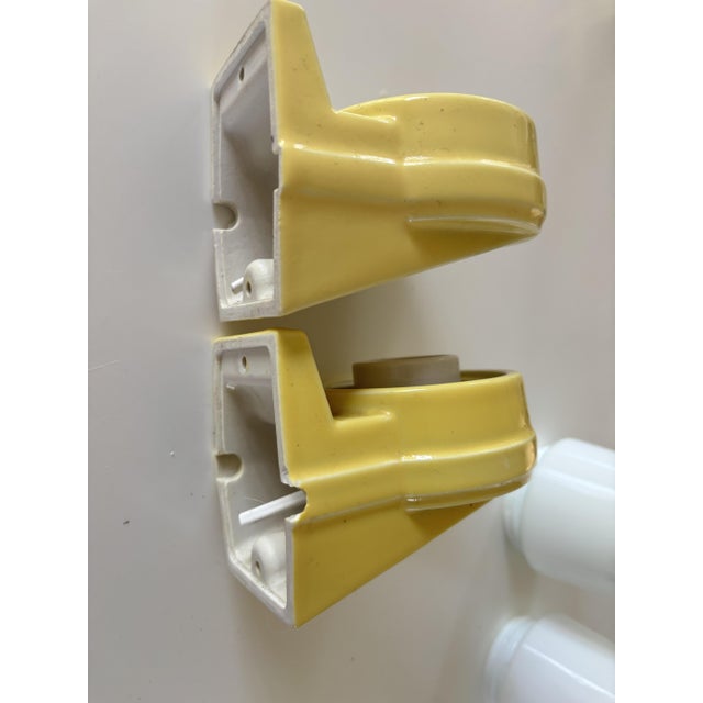 Yellow Model 6070 Wall Lights in Yellow Porcelain and Opaline Glass by Sigvard Bernadotte for Ifö, 1960s, Set of 2 For Sale - Image 8 of 12
