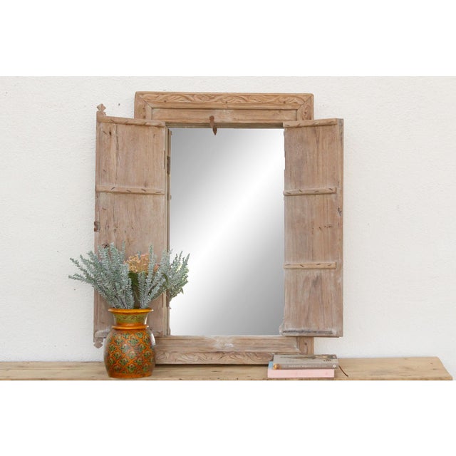 From an Ancient Indian Courtyard, Carved Window Mirror For Sale - Image 4 of 13