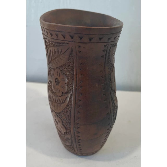 Vintage Hand Carved Wooden Vase For Sale - Image 4 of 10