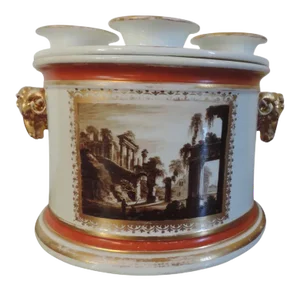 Early 19th Century Porcelain Crocus Vase with Ram's Head Handles