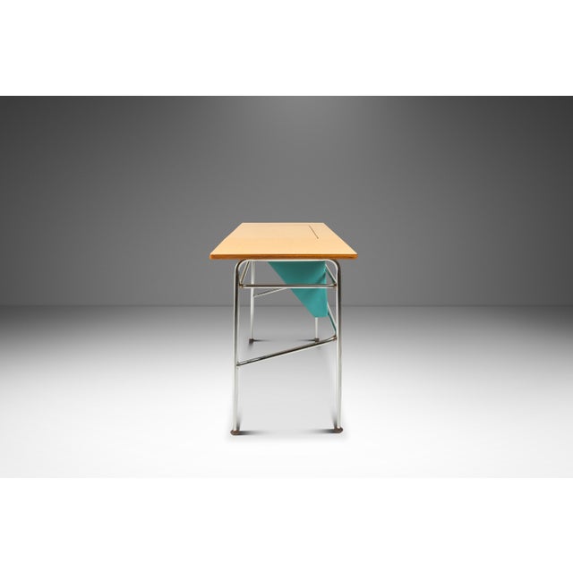 Mid-Century Modern Industrial Writer's Desk / Computer Desk W/ Adjustable Height Desk Top in Chrome & Metal, Usa, C. 1970s For Sale - Image 4 of 18