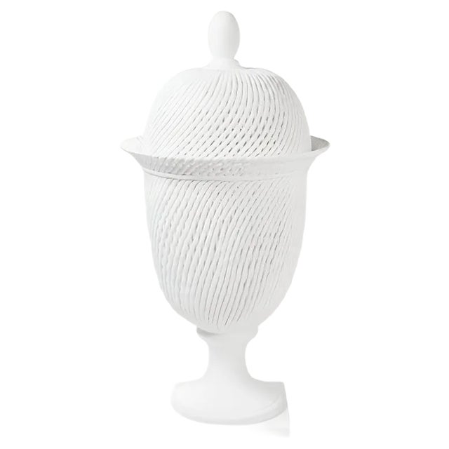 Italian White Ceramic Potiche Palladio Table Lamp with Lid from VGnewtrend For Sale