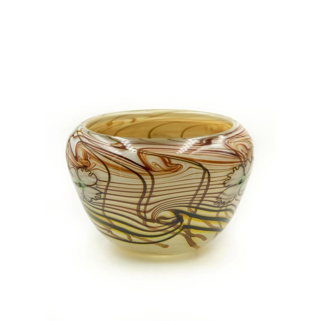 Daniel Edler Trellis Tri Floral Art Glass Bowl For Sale - Image 4 of 9