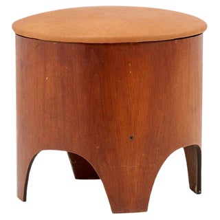 Glass Stool with Hidden Storage Compartment by Henry P, 1950s For Sale