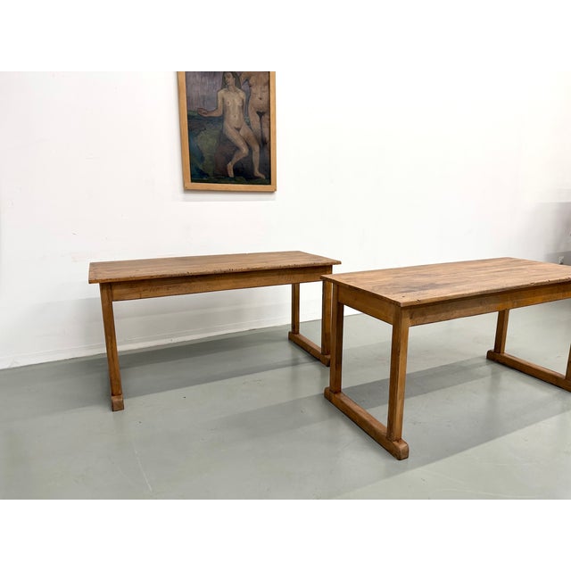 Vintage Beech Community Tables, 1950s, Set of 2 For Sale - Image 16 of 18
