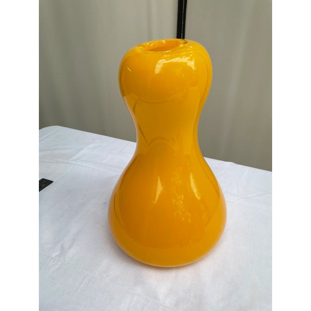 1980s 1980s Yellow Free Form Glass Vase For Sale - Image 5 of 9