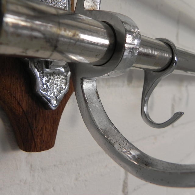 1930s Art Deco Chrome Plated Wall Coat Rack with Six Hooks, 1930s For Sale - Image 5 of 17