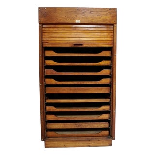 Antique Oak Drum Plans Chest from Warings, 1910s For Sale