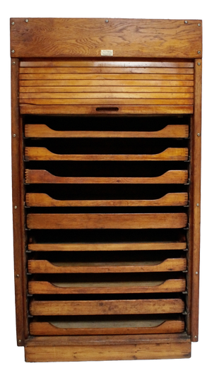 Antique Oak Drum Plans Chest from Warings, 1910s