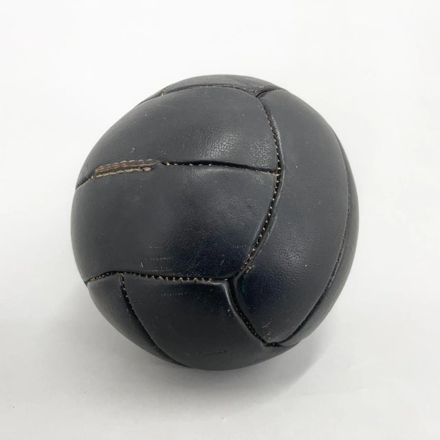 Vintage Black Leather Medicine Ball by Gala, 1930s For Sale - Image 4 of 9