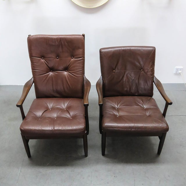 Animal Skin Set of Two Leather Arm Chairs by Ole Wanscher, 1950 For Sale - Image 7 of 10