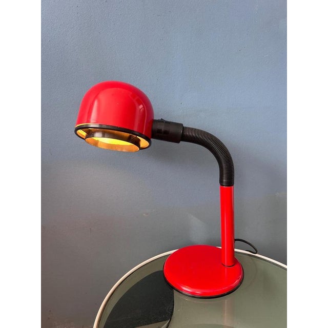 Mid-Century Space Age Flexible Red Table Lamp For Sale - Image 3 of 13