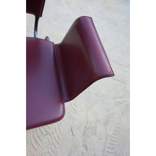 Armchairs in Bordeaux Red Leather by Ross Littell for Matteo Grassi, Steel, Italy, 1980s, Set of 2 For Sale - Image 17 of 18