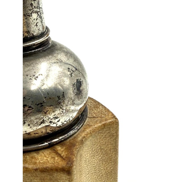 Metal Mid-Century Modern Cream Parchment Cocktail Shaker by Aldo Tura, Italy, 1950s For Sale - Image 7 of 11