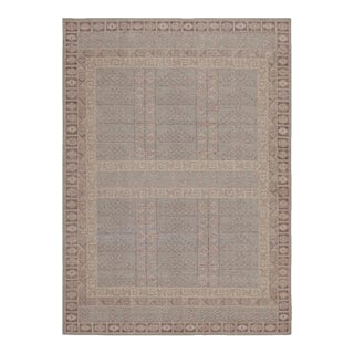 Rug & Kilim’s Tribal Style Rug With Mauve and Pastel Blue Geometric Patterns For Sale