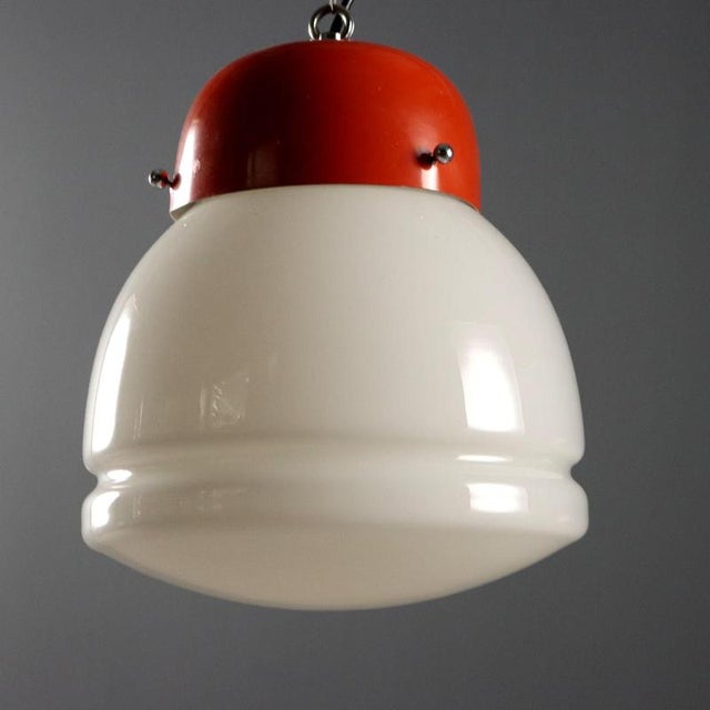 Metal Vintage Lamp in Enamelled Aluminium and Glass, 1960s For Sale - Image 7 of 10